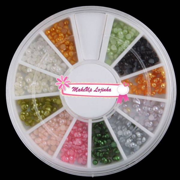 Kit de pérolas cortadas para enfeite de unhas MakeUp Lojinha Enfeite De Unha ~ Kit de pérolas cortadas para enfeite de unhas MakeUp Lojinha