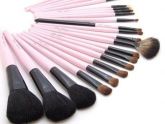 Kit 23 pincéis rosa e preto