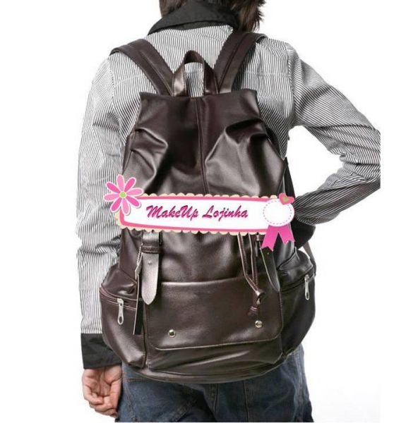Mochila Masculina em couro PU Fashion