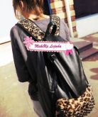 Mochila em couro PU Leopardo