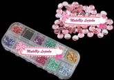 Kit com 12 cores de strass para unha