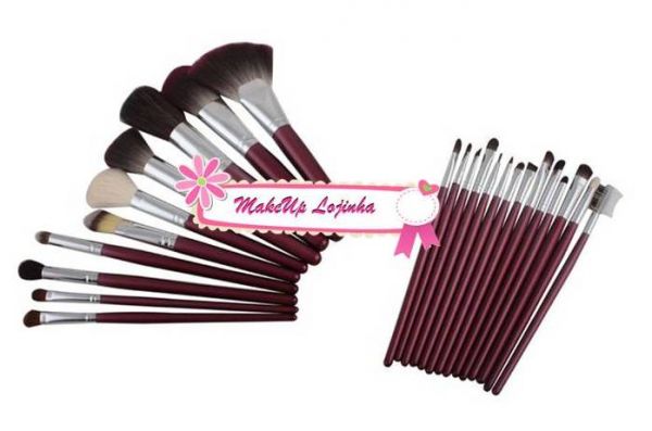 Kit 24 pincéis Rosê fashion e delicado